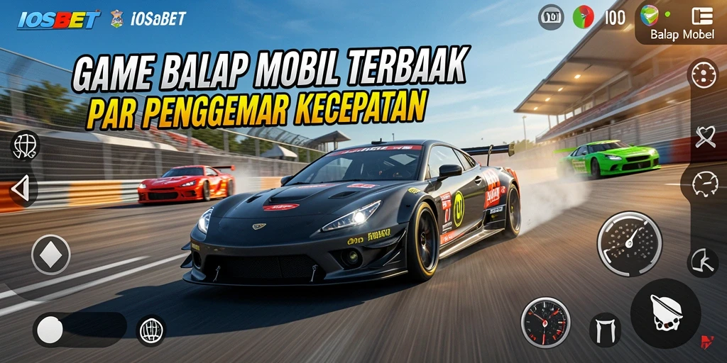 Antarmuka menakjubkan game Balap Mobil IOSBET dengan efek visual yang realistis.