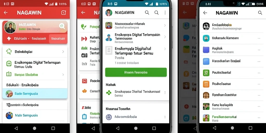 Antarmuka NAGAWIN menampilkan informasi ensiklopedia yang menarik dan mudah diakses.