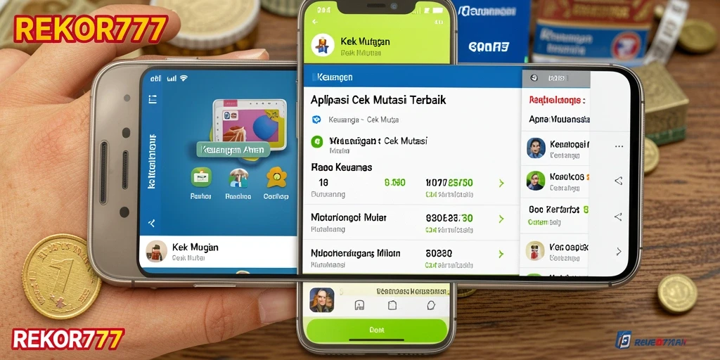 Tampilan antarmuka aplikasi REKOR777 dengan fitur Cek Mutasi yang menarik.