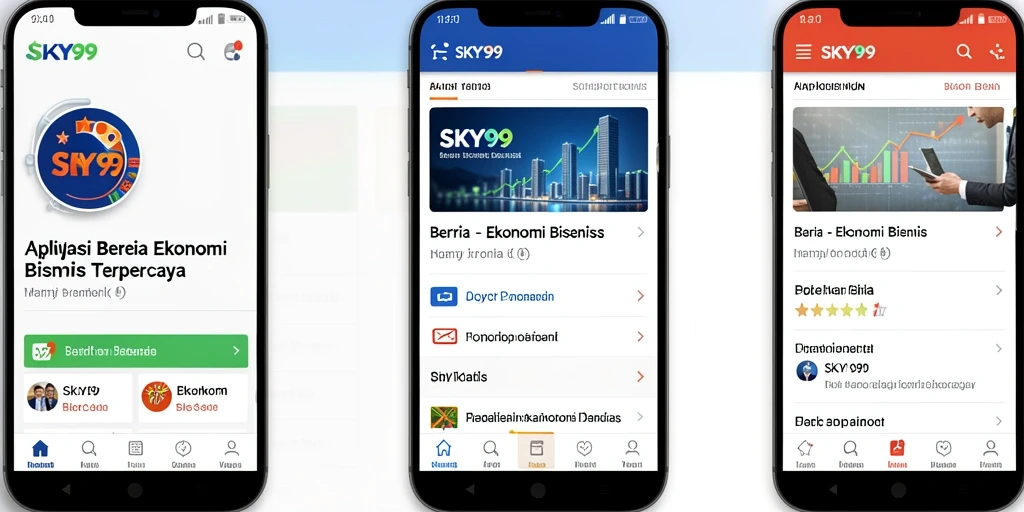 Tampilan antarmuka aplikasi SKY99 untuk berita Ekonomi Bisnis.