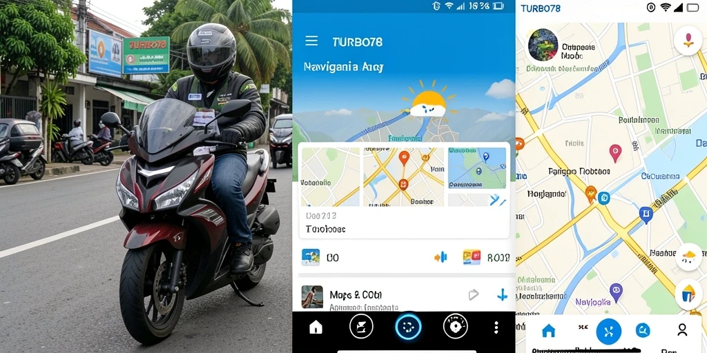 Antarmuka aplikasi TURBO78 dengan fitur navigasi motor yang intuitif.